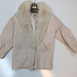 Marvin Richards Cream Cape with Fur Collar